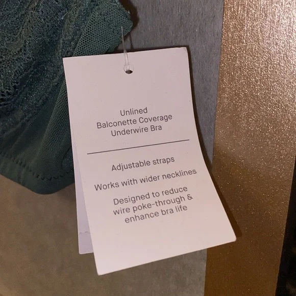 5/$25 Auden unlined balconette underwire bra, green with gold tone accents, 36C - Picture 3 of 7